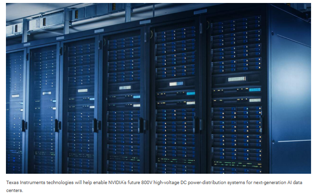Texas Instruments and NVIDIA partner on 800V power distribution for AI data centers