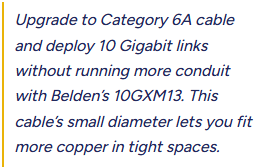 Belden launches 10GXM13 category 6A cable with small diameter