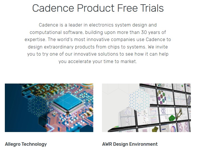 Cadence Offers Free Trials for Electronics and System Design Software