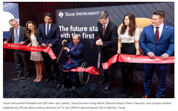 Texas Instruments Starts Production at New 300mm Semiconductor Fab in Sherman, Texas
