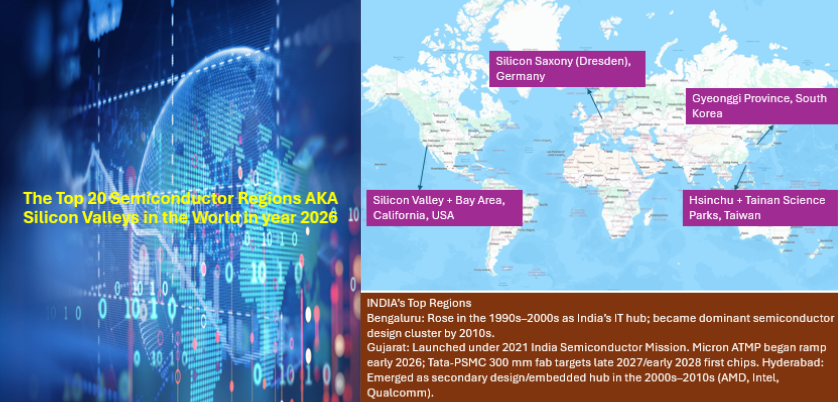 The Top 20 Semiconductor Regions AKA Silicon Valleys in the World in year 2026