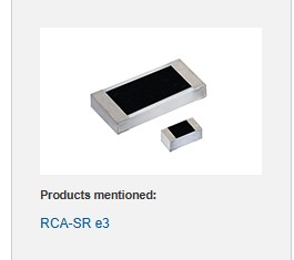 Vishay RCA-SR e3 Thick Film Chip Resistors Launch with Sulfur Resistance and Long-Term Stability for Automotive Use