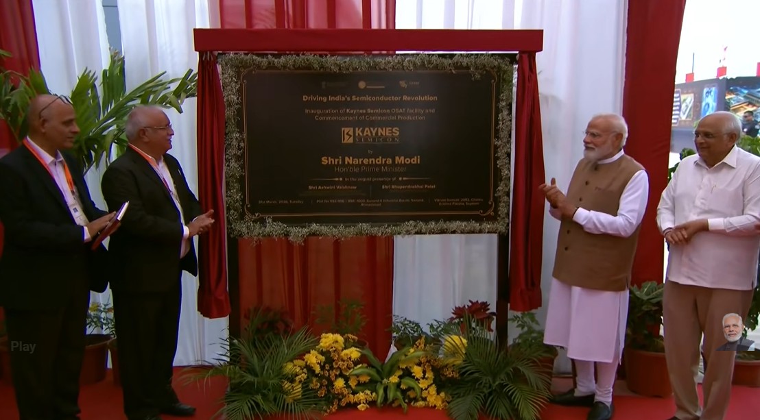 PM Modi Inaugurates Kaynes Semicon OSAT Facility in Sanand, Gujarat, Marking Start of Commercial Production