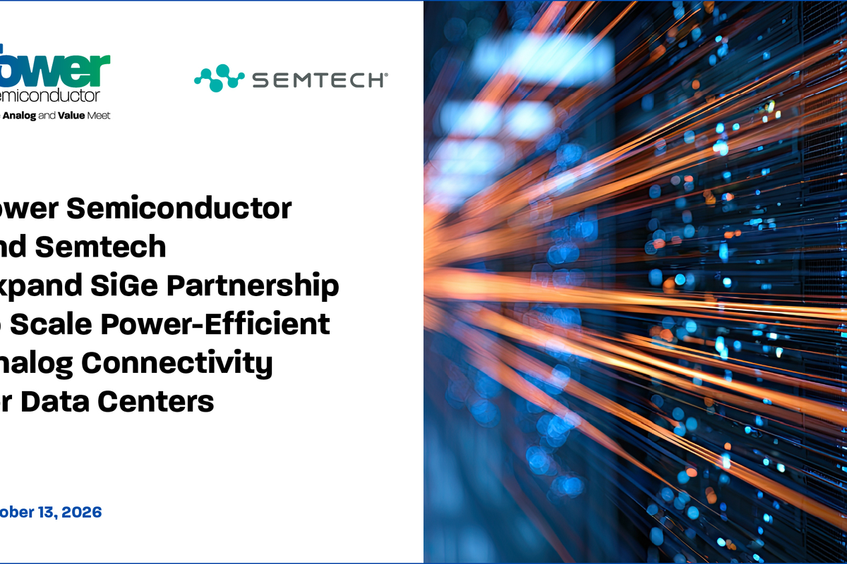 Tower Semiconductor and Semtech Expand SiGe Agreement for AI Data Center Interconnects