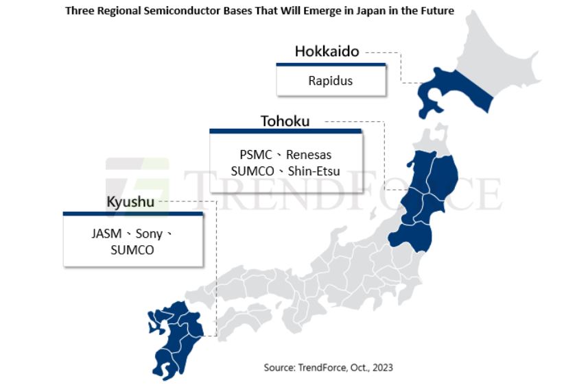 Potential semiconductor hubs in Japan Kyushu, Tohoku, and Hokkaido