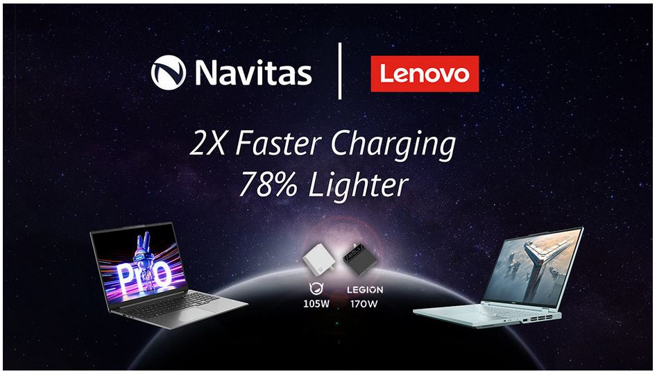 GaNFast power ICs from Navitas power Lenovo's high-speed GaN Chargers